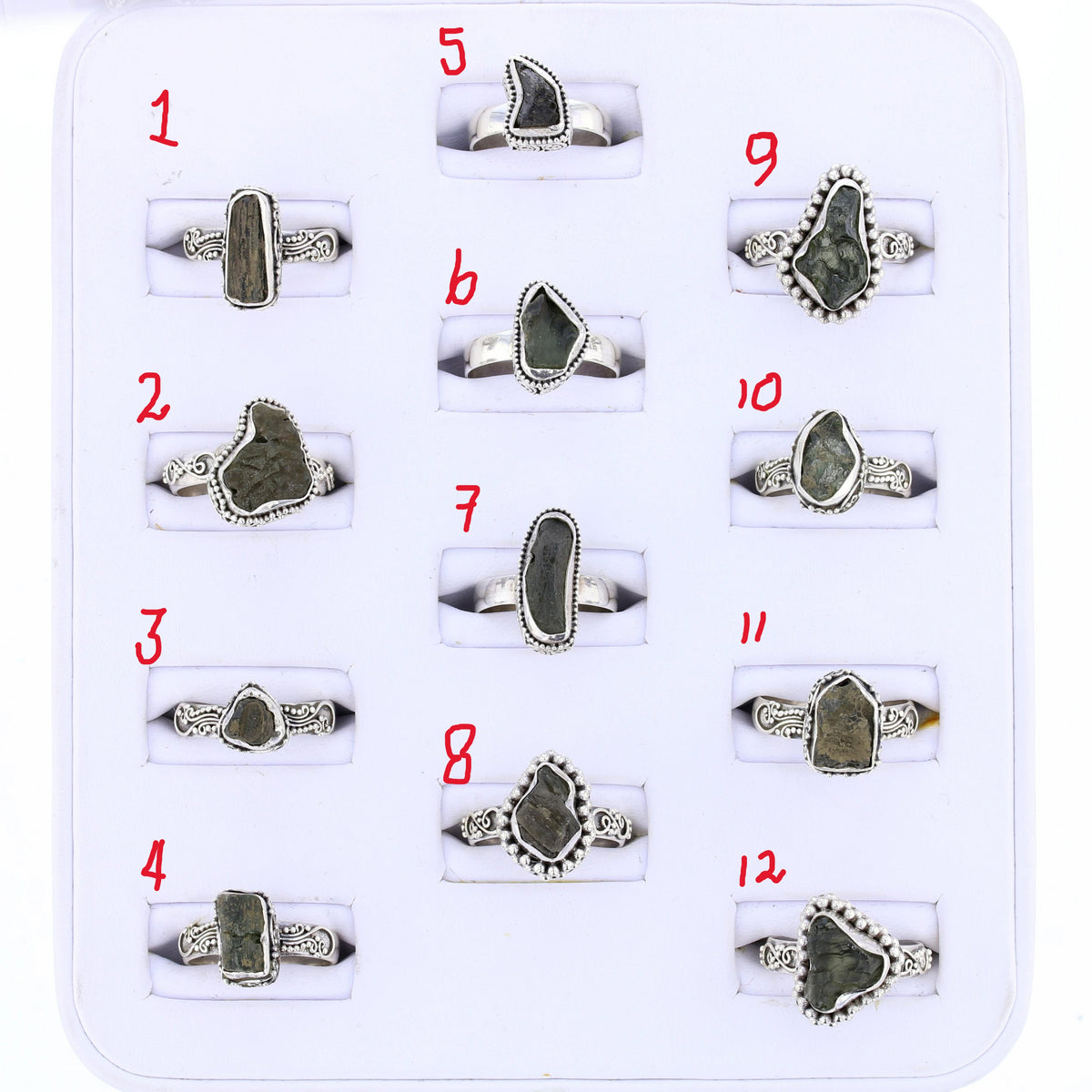 Moldavite Rings set in Sterling #2