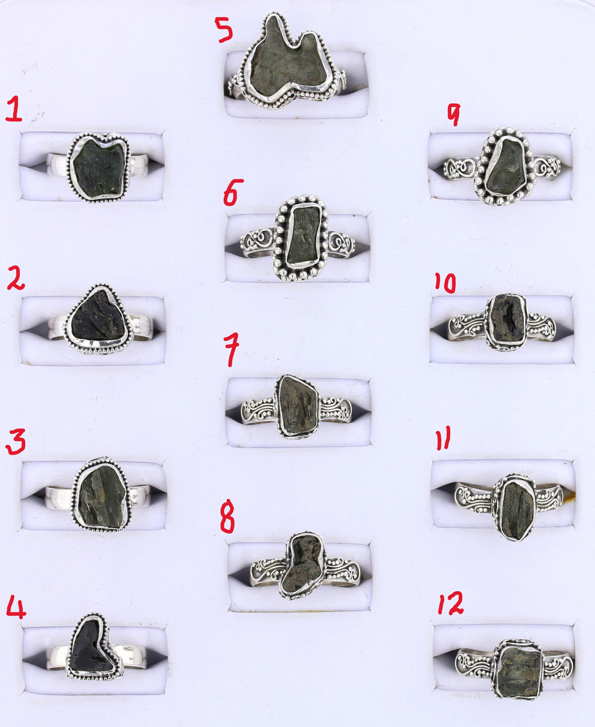 Moldavite Rings set in Sterling #4