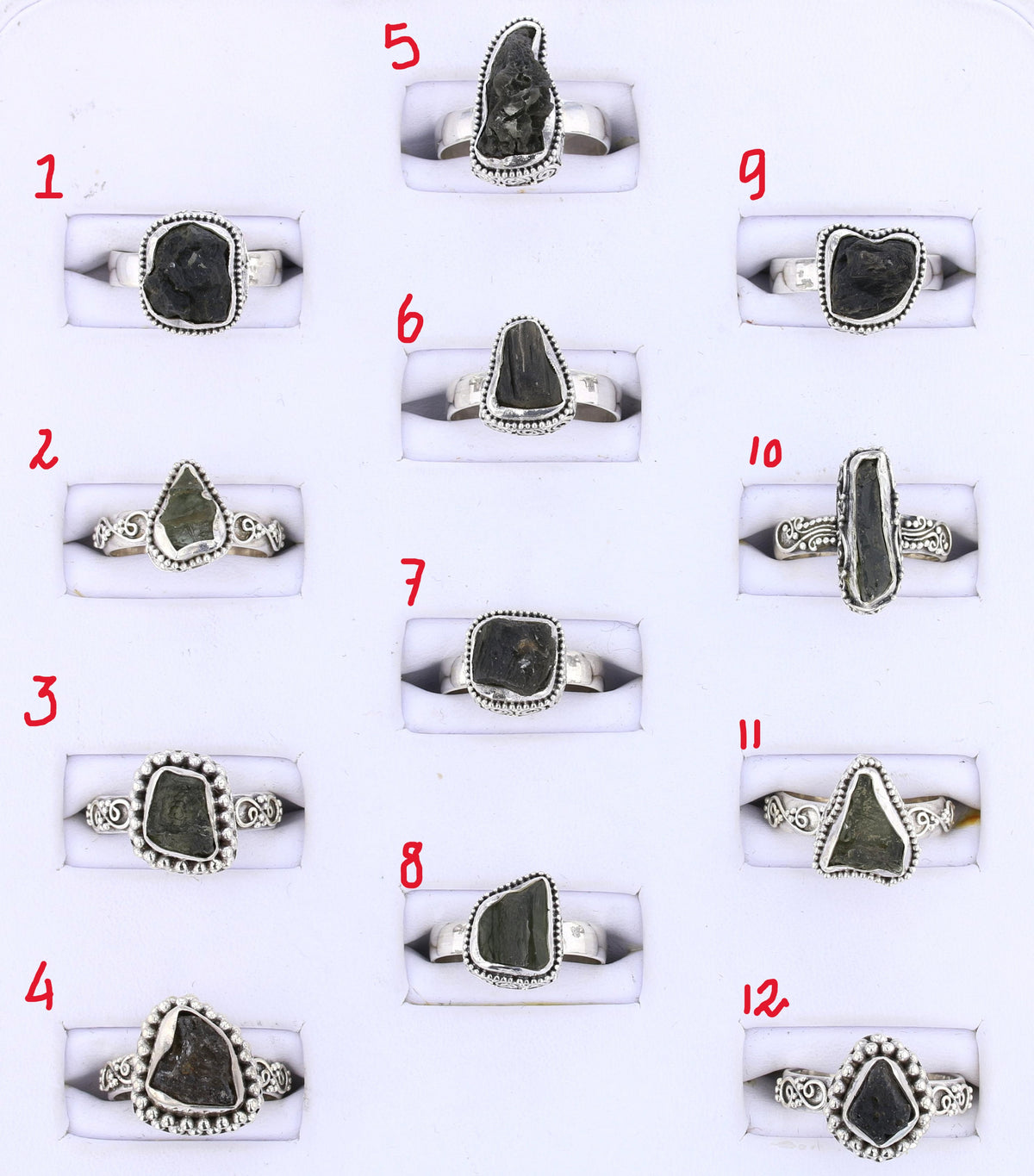 Moldavite Rings set in Sterling #5