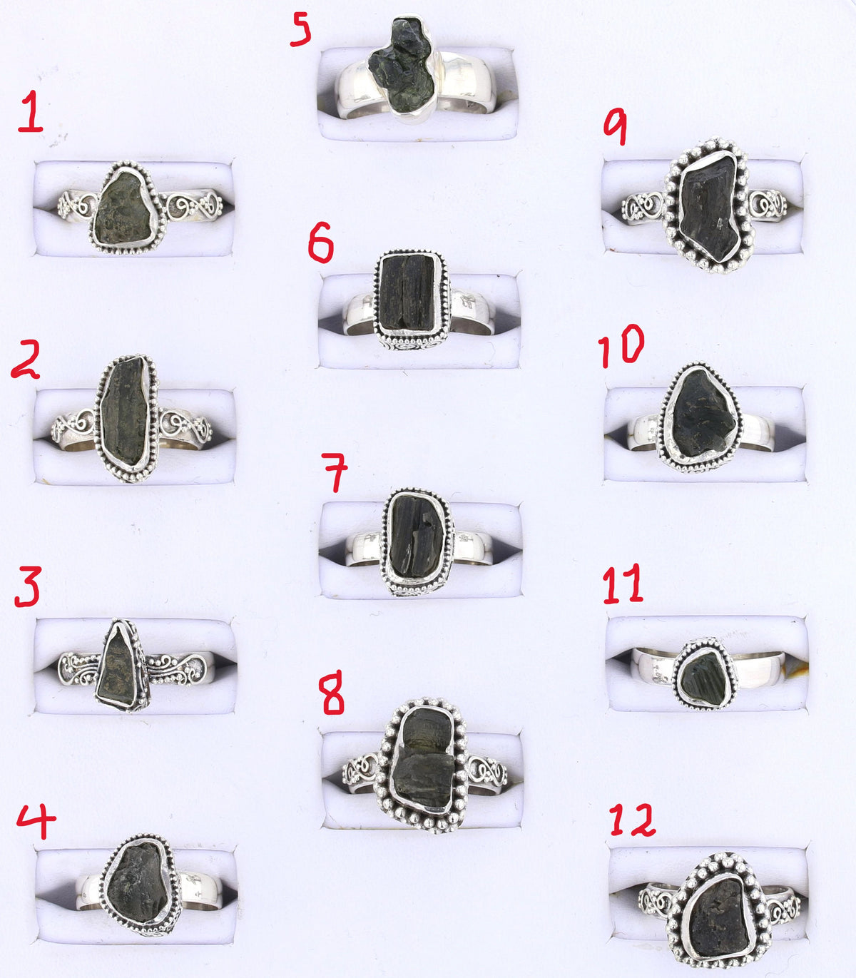 Moldavite Rings set in Sterling #3