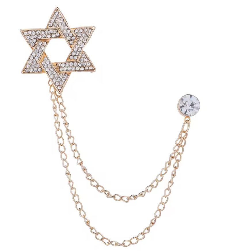 Star of David Brooch Lapel Pin Silver/Gold