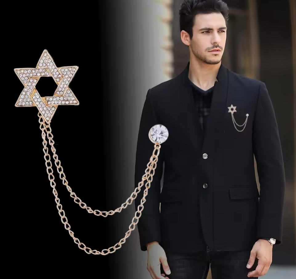 Star of David Brooch Lapel Pin Silver/Gold