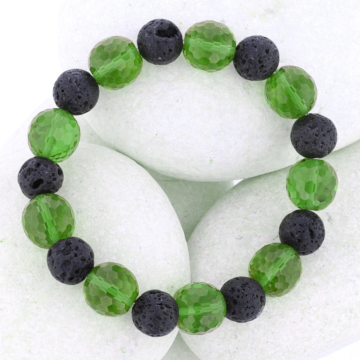 VooDooStone and Lava stone Beaded Bracelet - Life Symbol