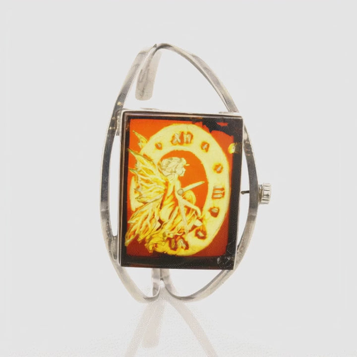 Fairy Carved Amber Cuff