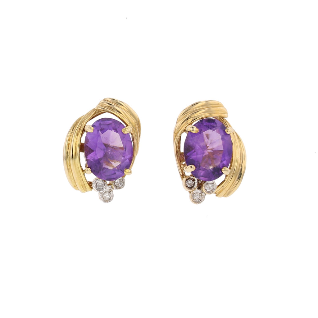 Amethyst &  Diamond Earrings - David's Antiques & Jewelry