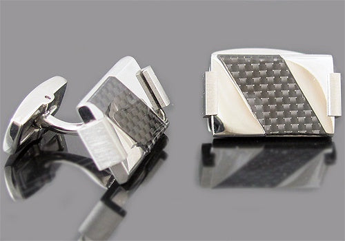 Black Carbon Middle Cufflinks - David's Antiques & Jewelry