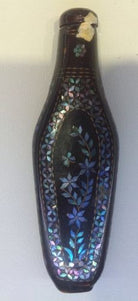 LACQUER  MOTHER OF PEARL INLAID SNUFF BOTTLE 1 - David's Antiques & Jewelry
