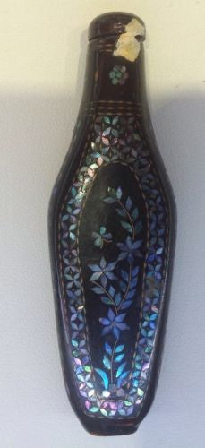 LACQUER  MOTHER OF PEARL INLAID SNUFF BOTTLE 1 - David's Antiques & Jewelry