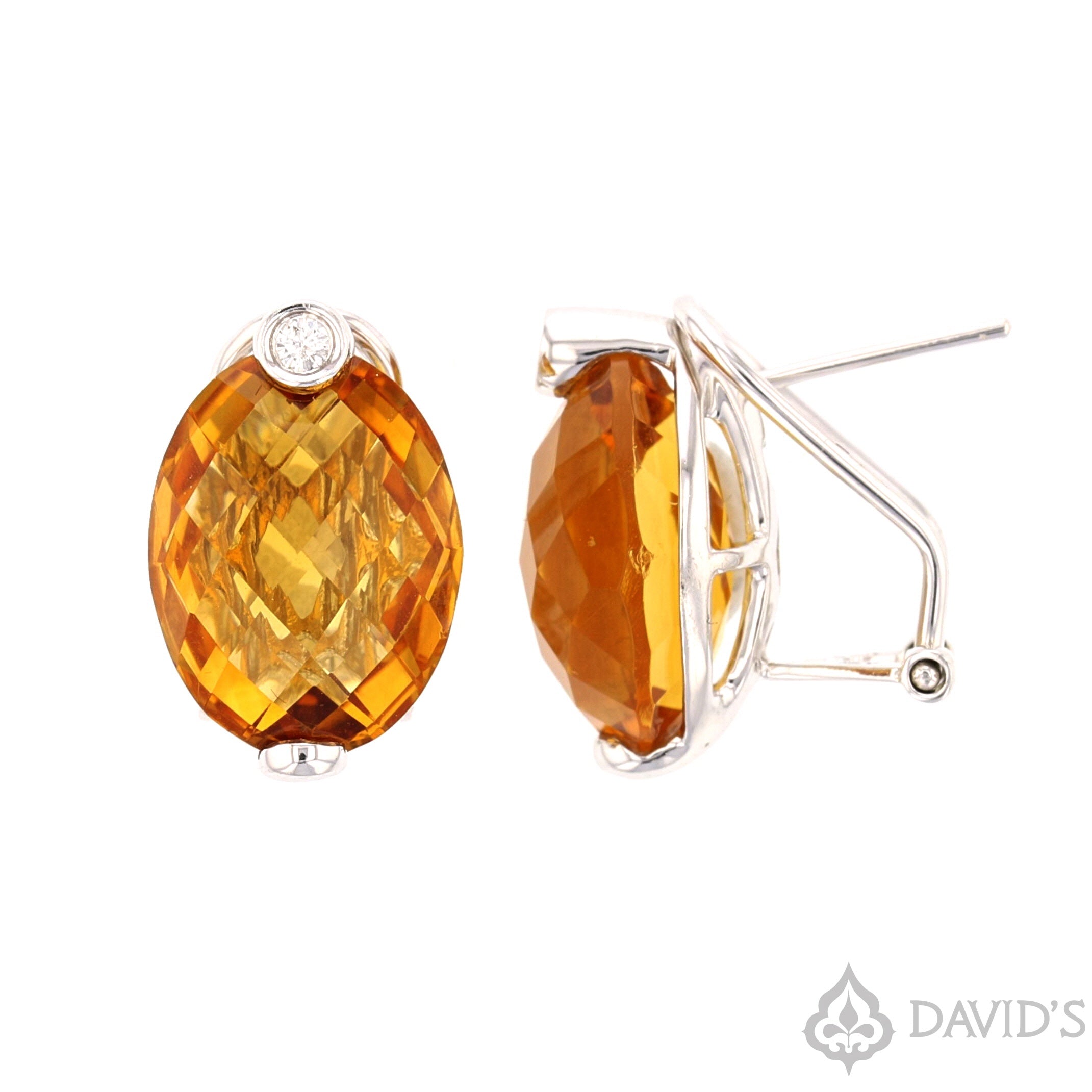 Citrine  &   Diamond  Earrings - David's Antiques & Jewelry