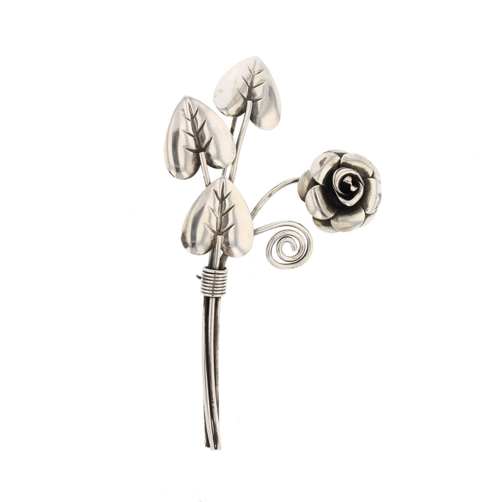 Vintage Flower Brooch in Sterling Silver