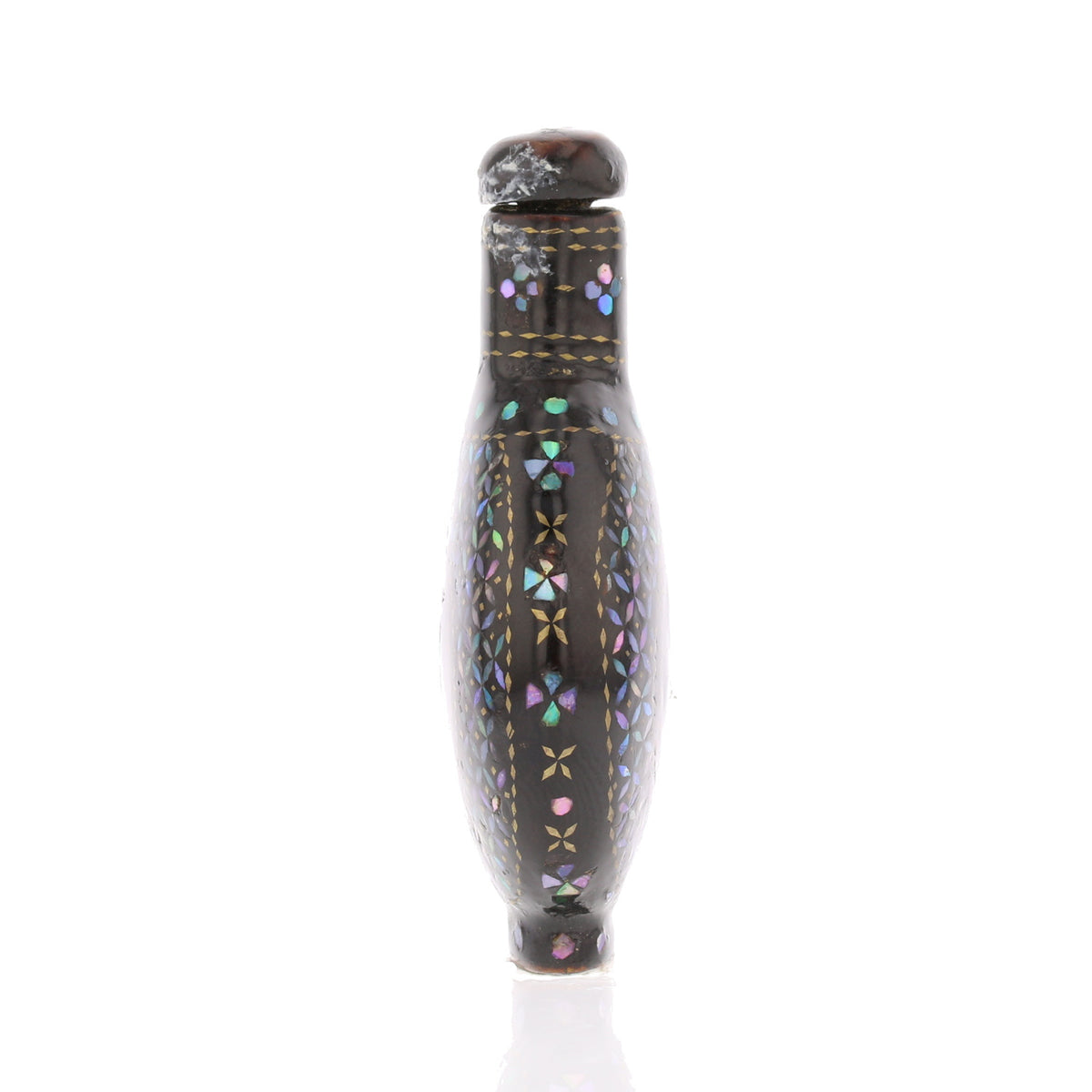 Chinese Lac Burgaute Snuff Bottle – Mother of Pearl Floral Designs