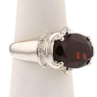 14K White Gold Rhodolite Garnet and Diamond East-West Ring - David's Antiques & Jewelry