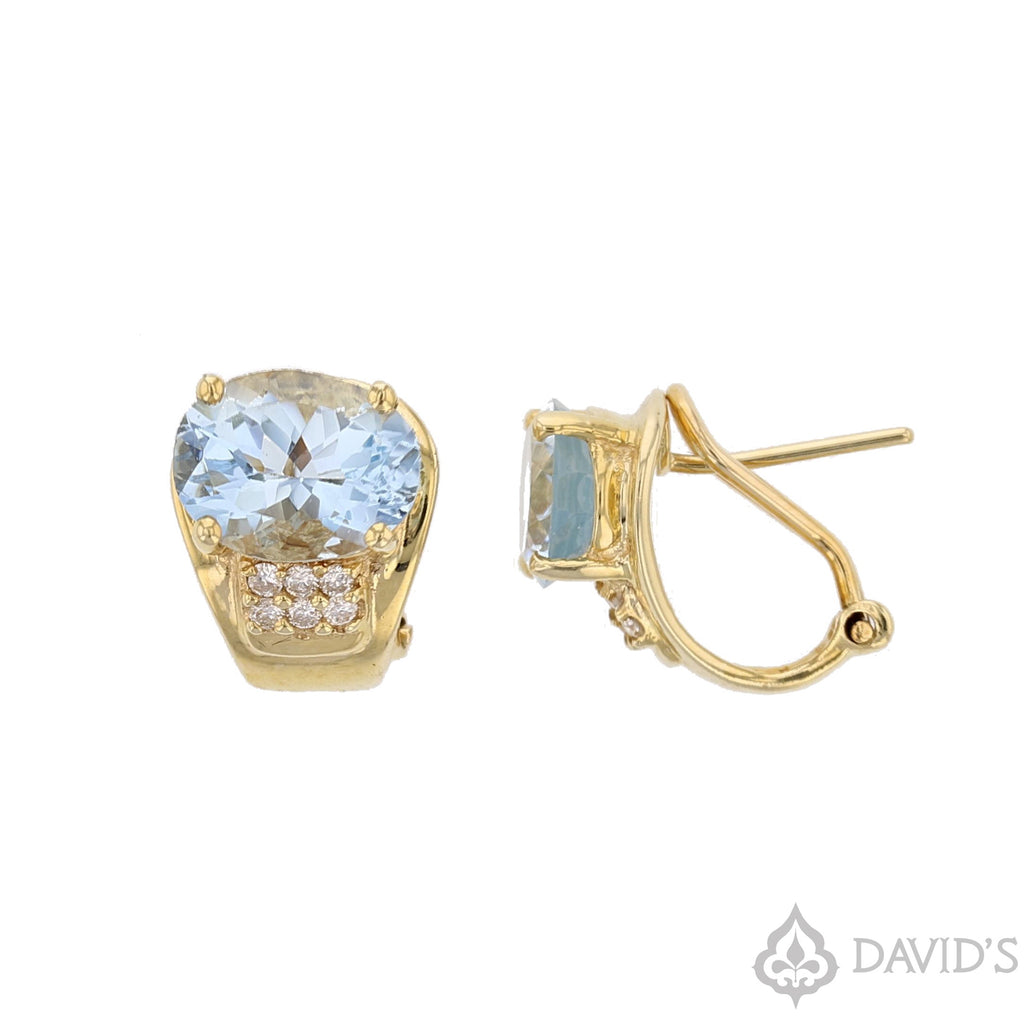 Aquamarine &  Diamond   Earrings - David's Antiques & Jewelry