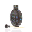 Chinese Lac Burgaute Snuff Bottle – Mother of Pearl Inlay with Horn Top - David's Antiques & Jewelry