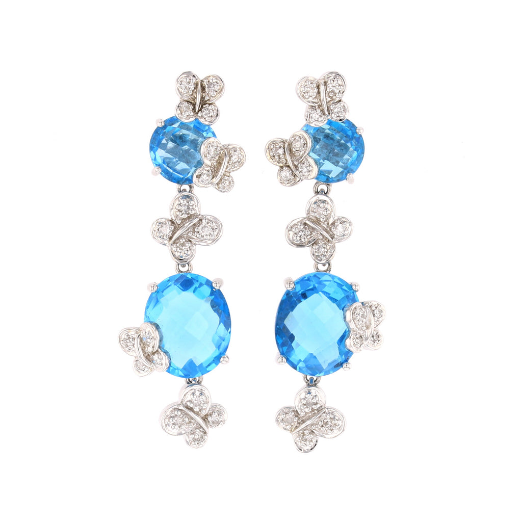 Blue Topaz  &  Diamond Earrings - David's Antiques & Jewelry