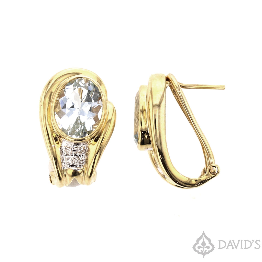 Aquamarine  & Diamond Earrings - David's Antiques & Jewelry