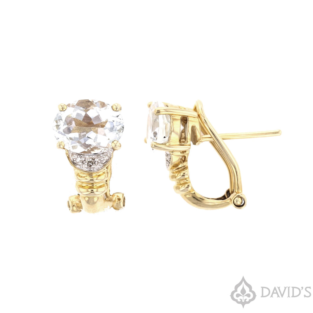 Aquamarine  &  Diamond  Earrings - David's Antiques & Jewelry