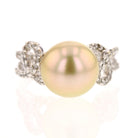 18K White Gold Diamond and South Sea Pearl Ring - David's Antiques & Jewelry