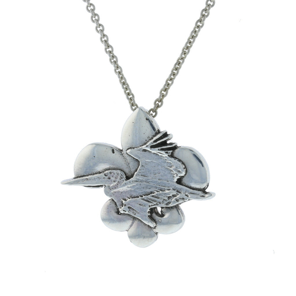 Pelican Over a Fleur-de-Lis Pendant