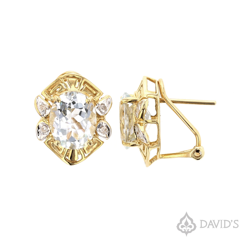 Aquamarine & Diamond Earrings - David's Antiques & Jewelry