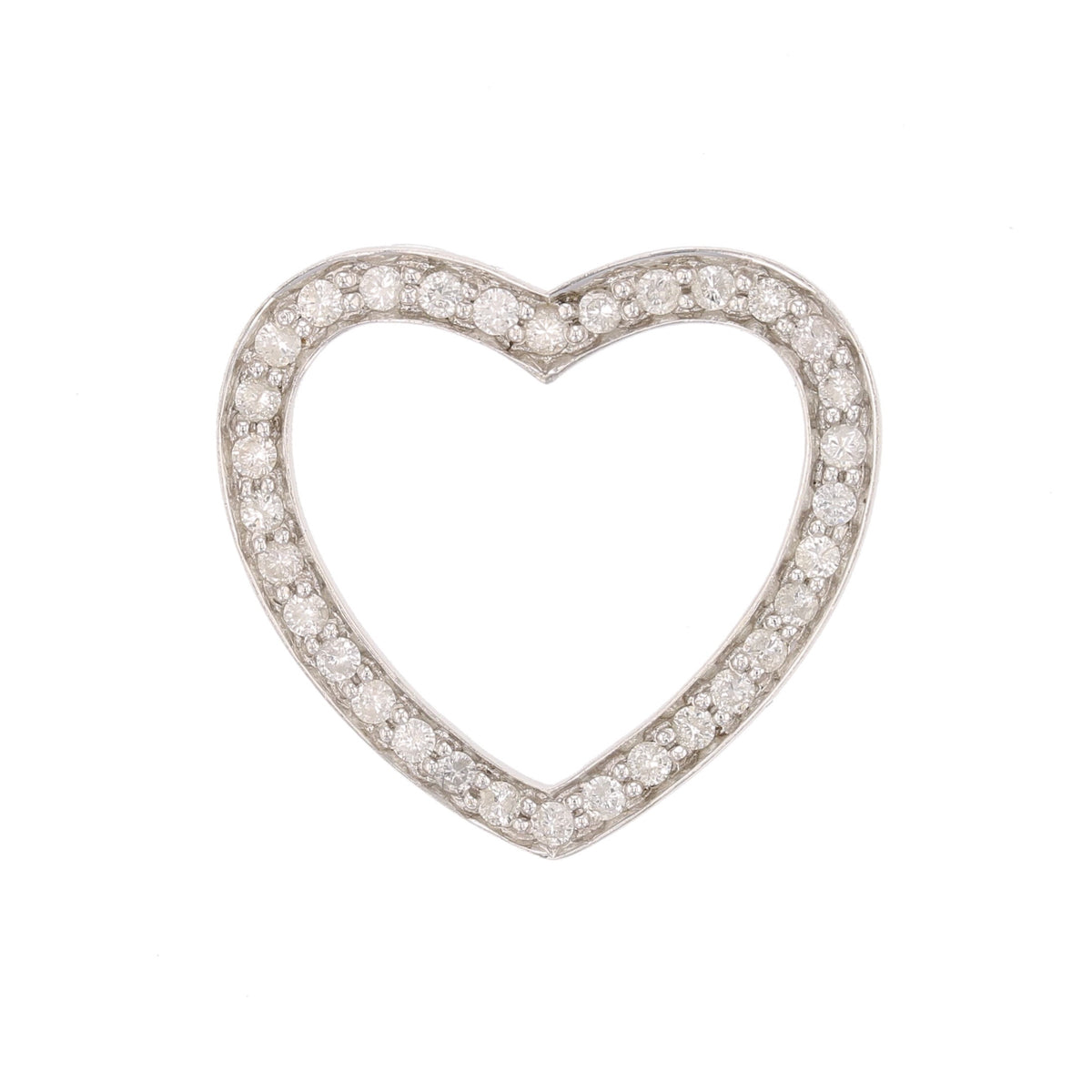 14K White Gold Diamond Heart Pendant