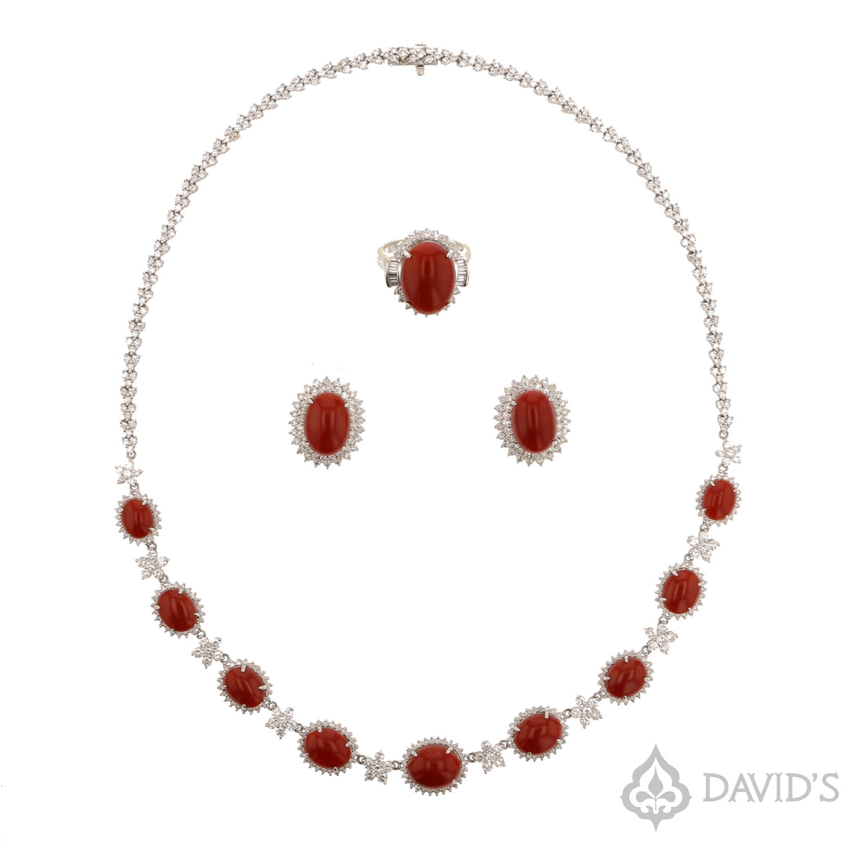 Red Coral & Diamond Necklace