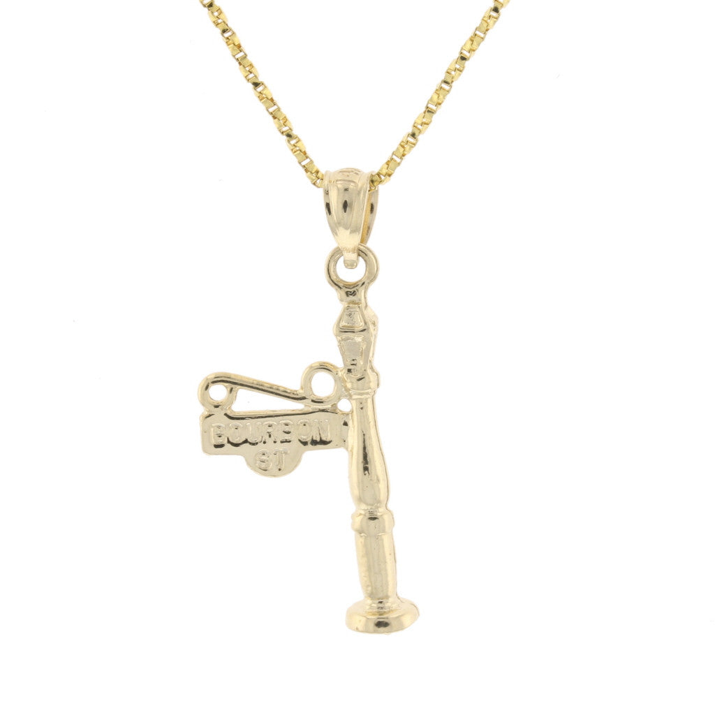 Gold Bourbon Street Sign Pendant