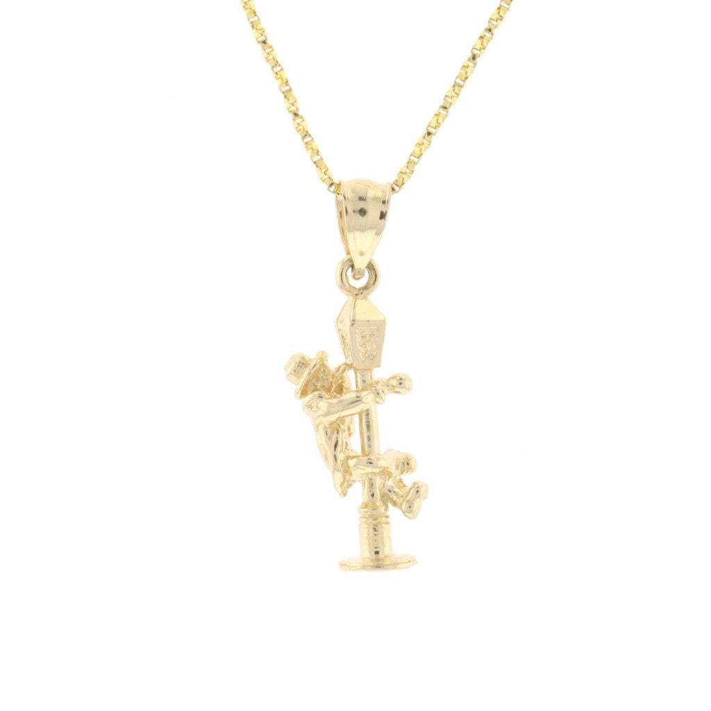 Gold Street Light With Man Pendant