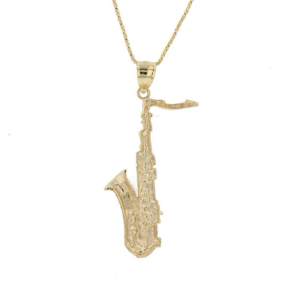 Gold 3D Saxophone Pendant