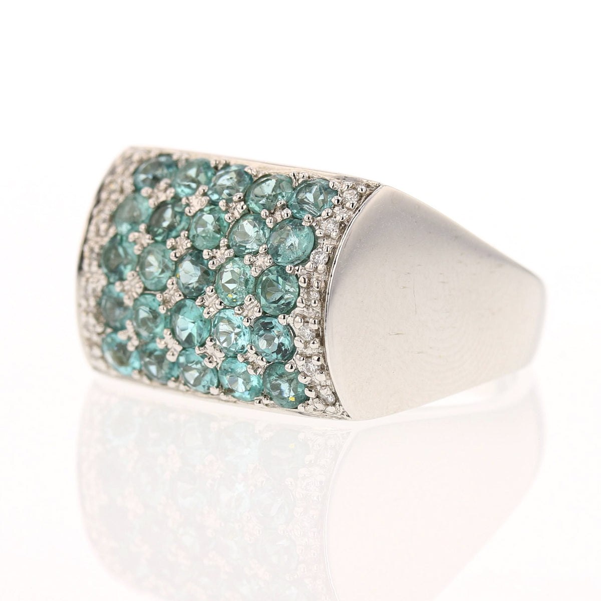 Teal Paraiba Tourmaline and Diamond Ring in 14K White Gold
