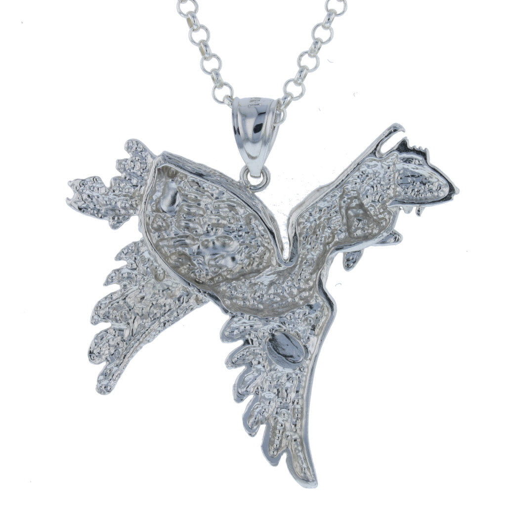 Sterling Silver Pelican Eating Fish Pendant - David's Antiques & Jewelry