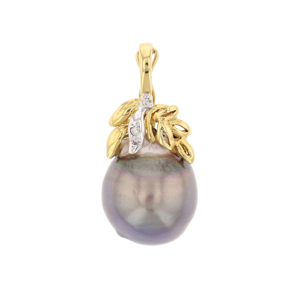 Black Pearl & Diamond Pendant - David's Antiques & Jewelry