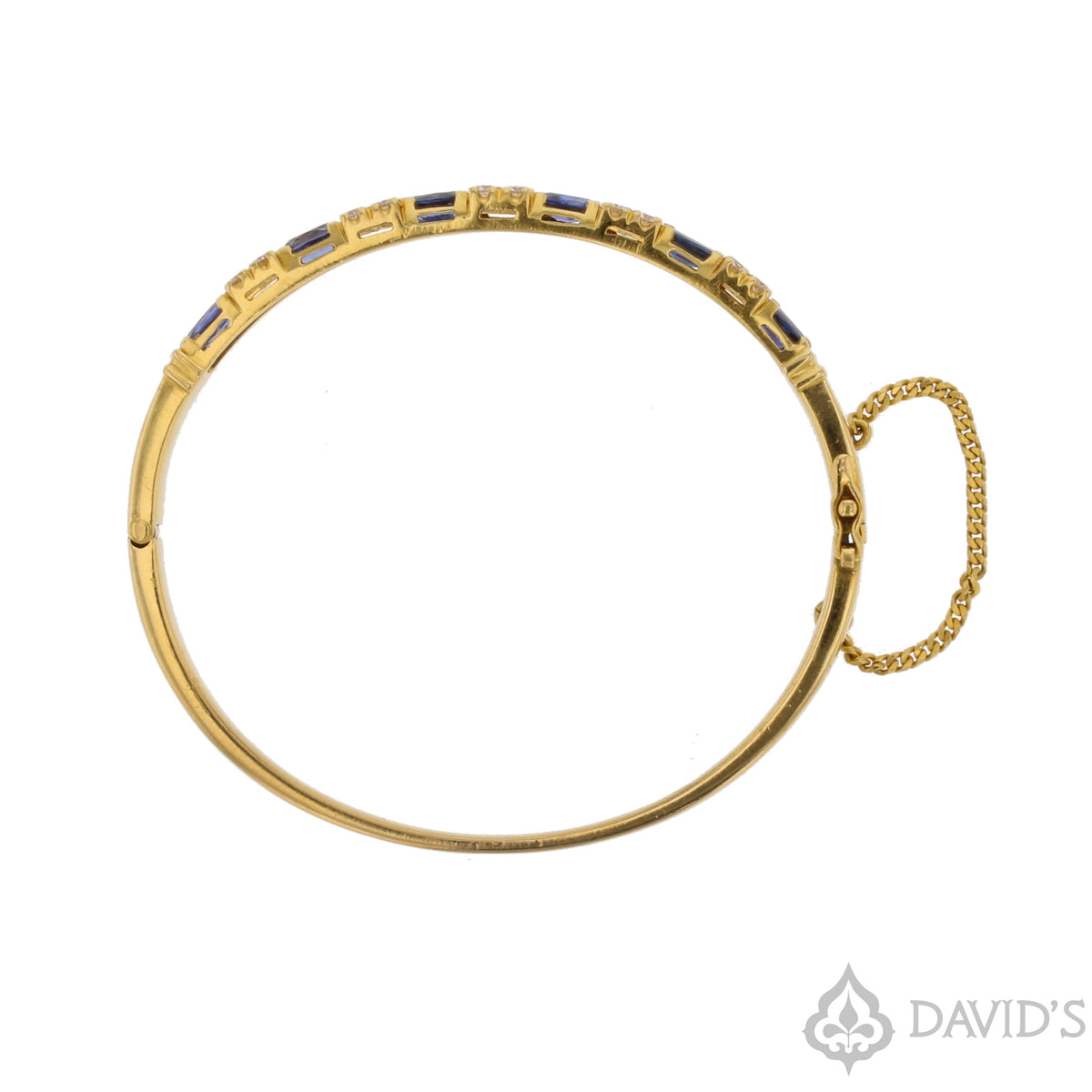 Blue Sapphire and Diamond Gold Cuff Bracelet
