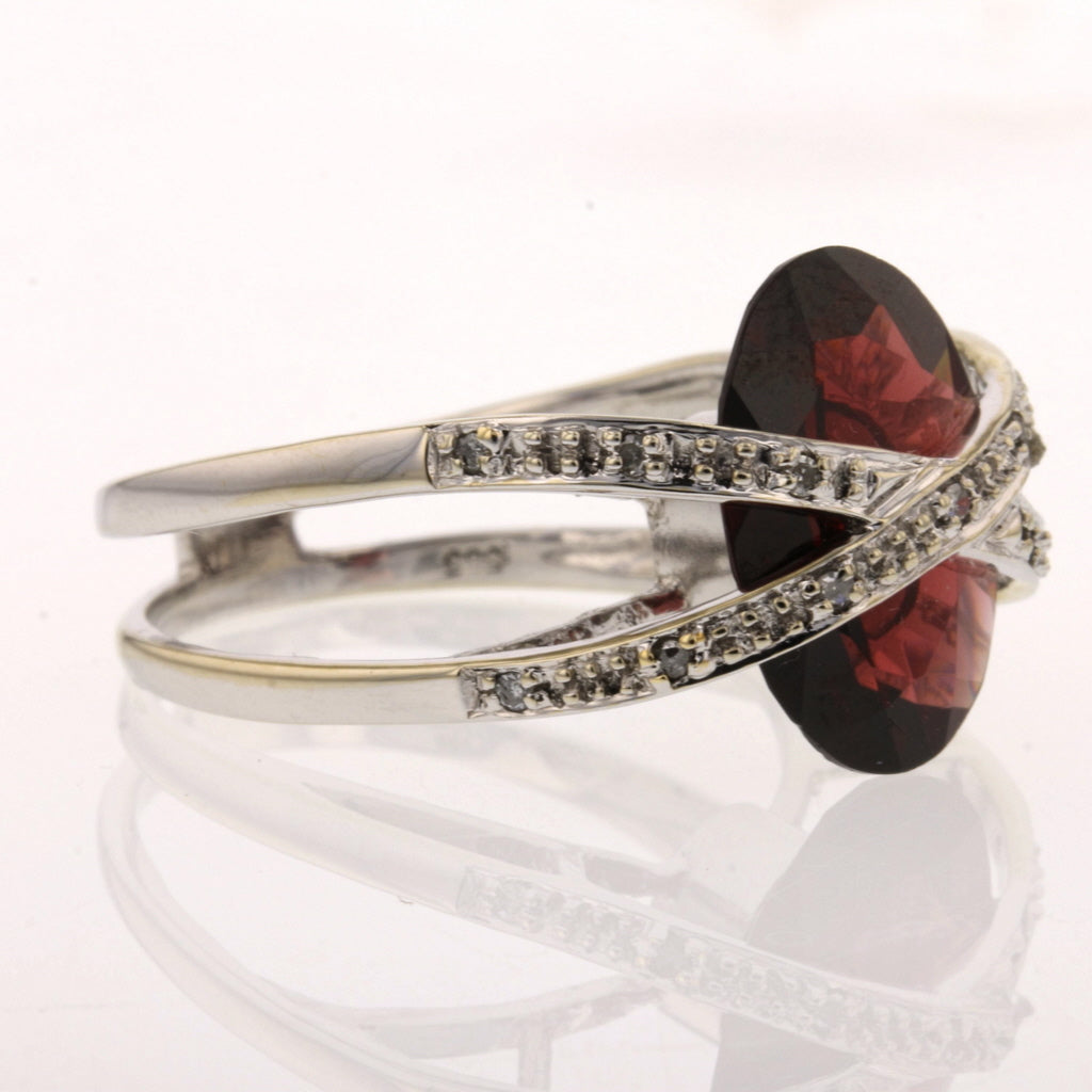 White Gold Mozambique Garnet and Diamond Ring - David's Antiques & Jewelry