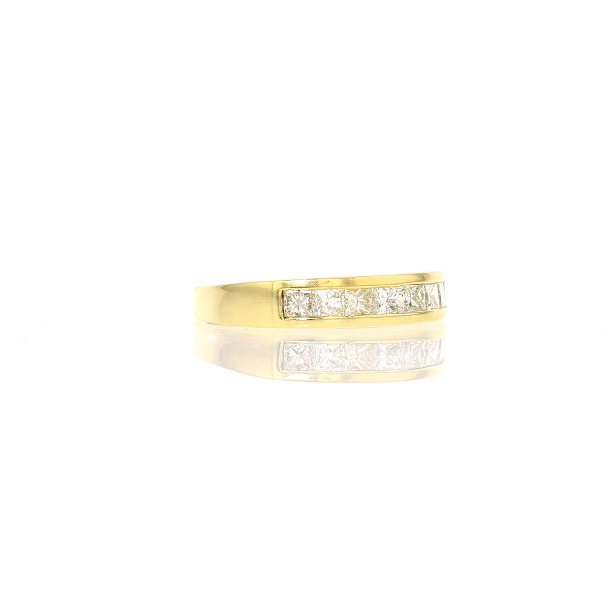 18K Yellow Gold Diamond Princess Cut Ring 0.80 ct