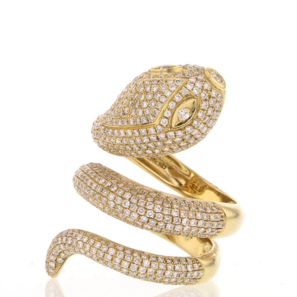 Diamond Snake Ring 14K Yellow Gold - David's Antiques & Jewelry