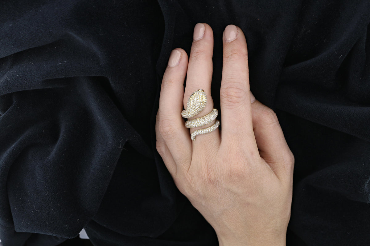 Diamond Snake Ring 14K Yellow Gold