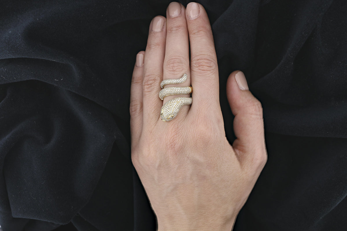 Diamond Snake Ring 14K Yellow Gold