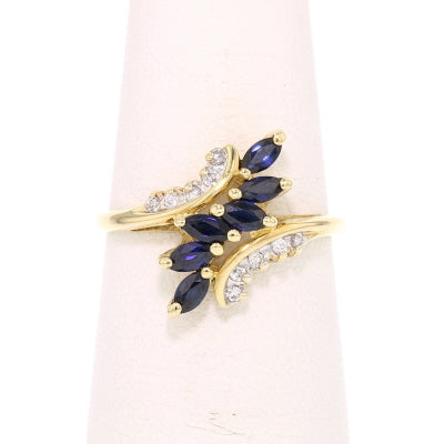 Blue Sapphire & Diamonds Ring - David's Antiques & Jewelry
