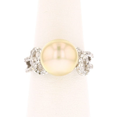 18K White Gold Diamond and South Sea Pearl Ring