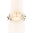 18K White Gold Diamond and South Sea Pearl Ring - David's Antiques & Jewelry
