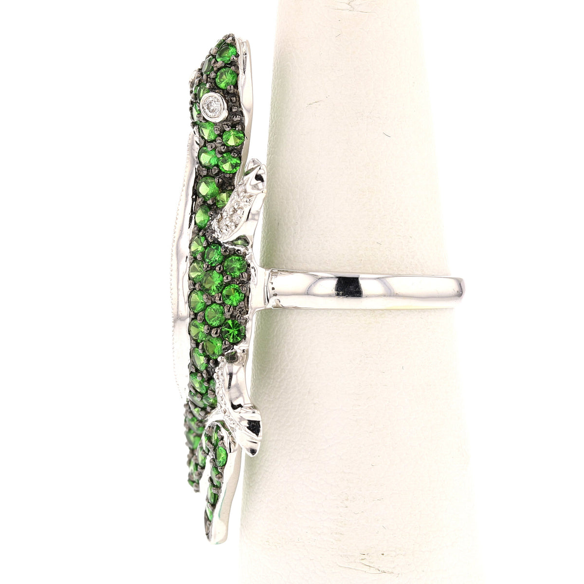 Handmade Lizard Tsavorite Diamonds Gold Ring