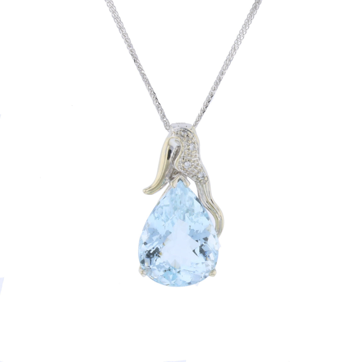 Pear Aqua White Gold