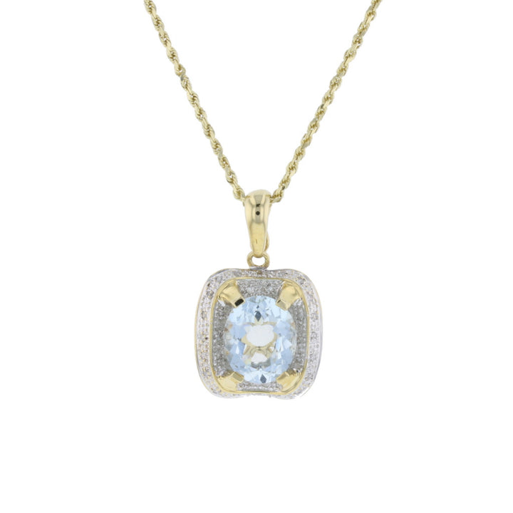 Aqua on a Diamond Pillow - David's Antiques & Jewelry