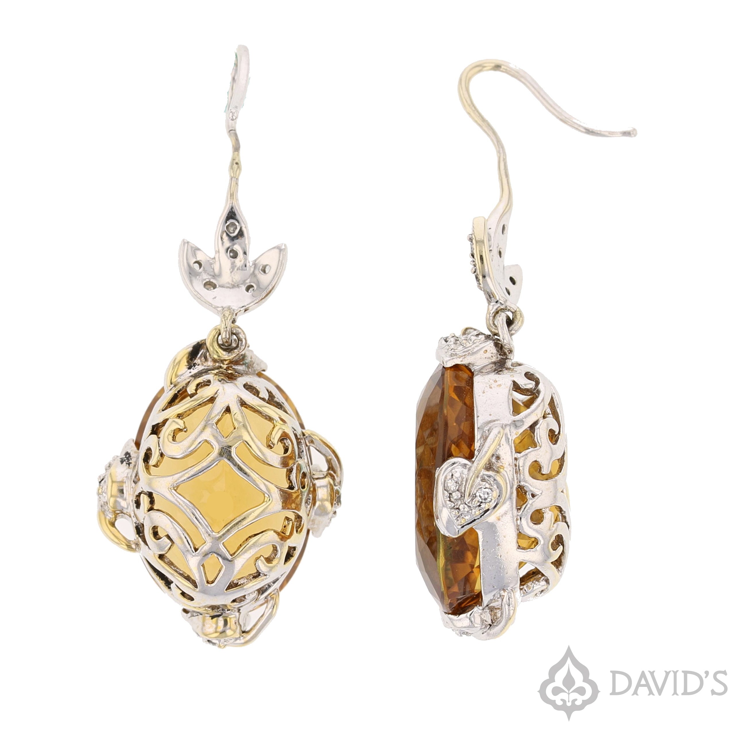 Citrine   & Diamond Earrings - David's Antiques & Jewelry