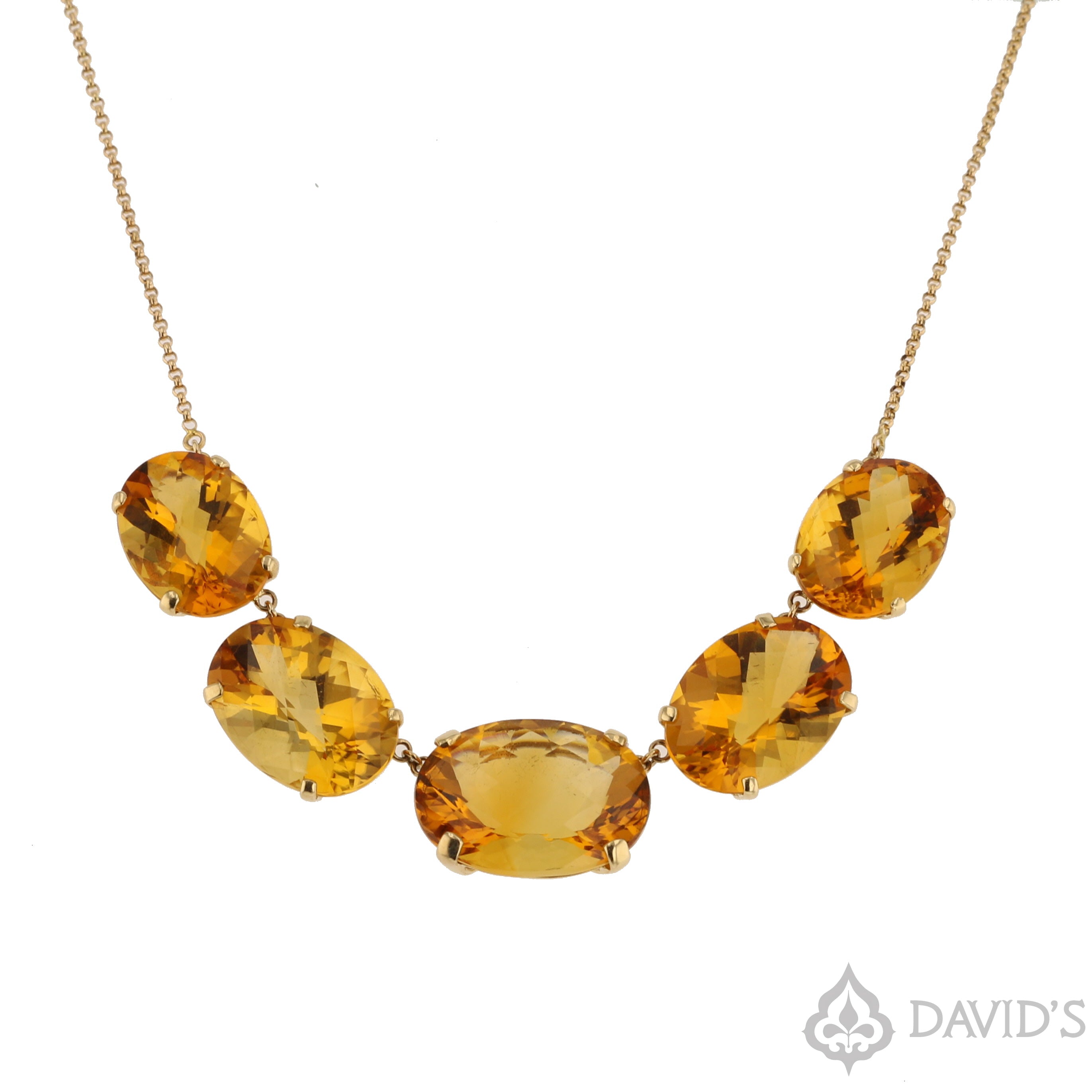 Yellow Gold Citrine Multi-Stone Necklace - David's Antiques & Jewelry