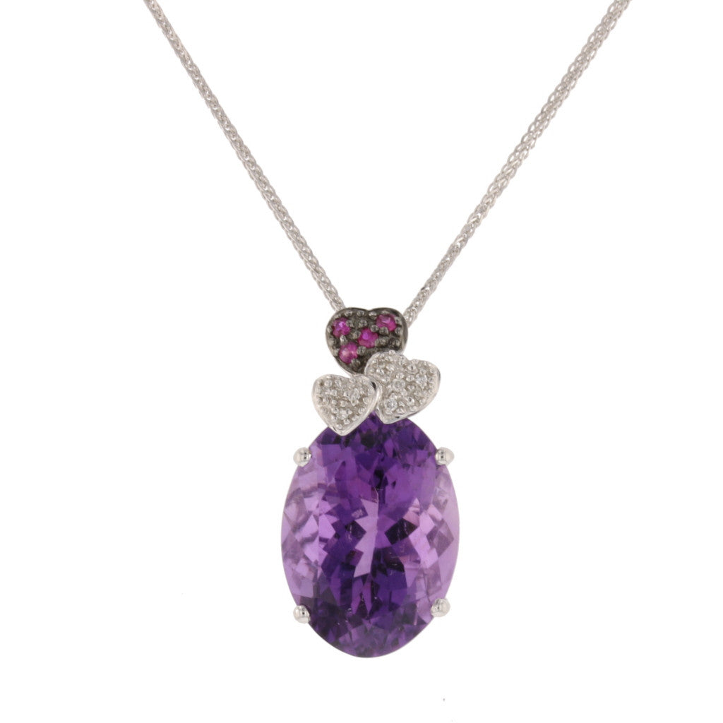 Amethyst, Ruby, Diamond Pendant - David's Antiques & Jewelry