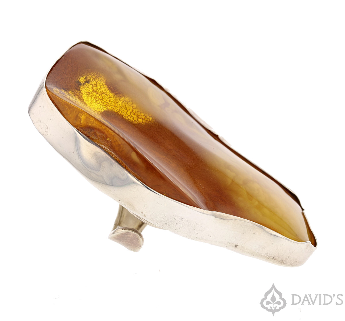 Amber Ring in Sterling Silver, Adjustable Size