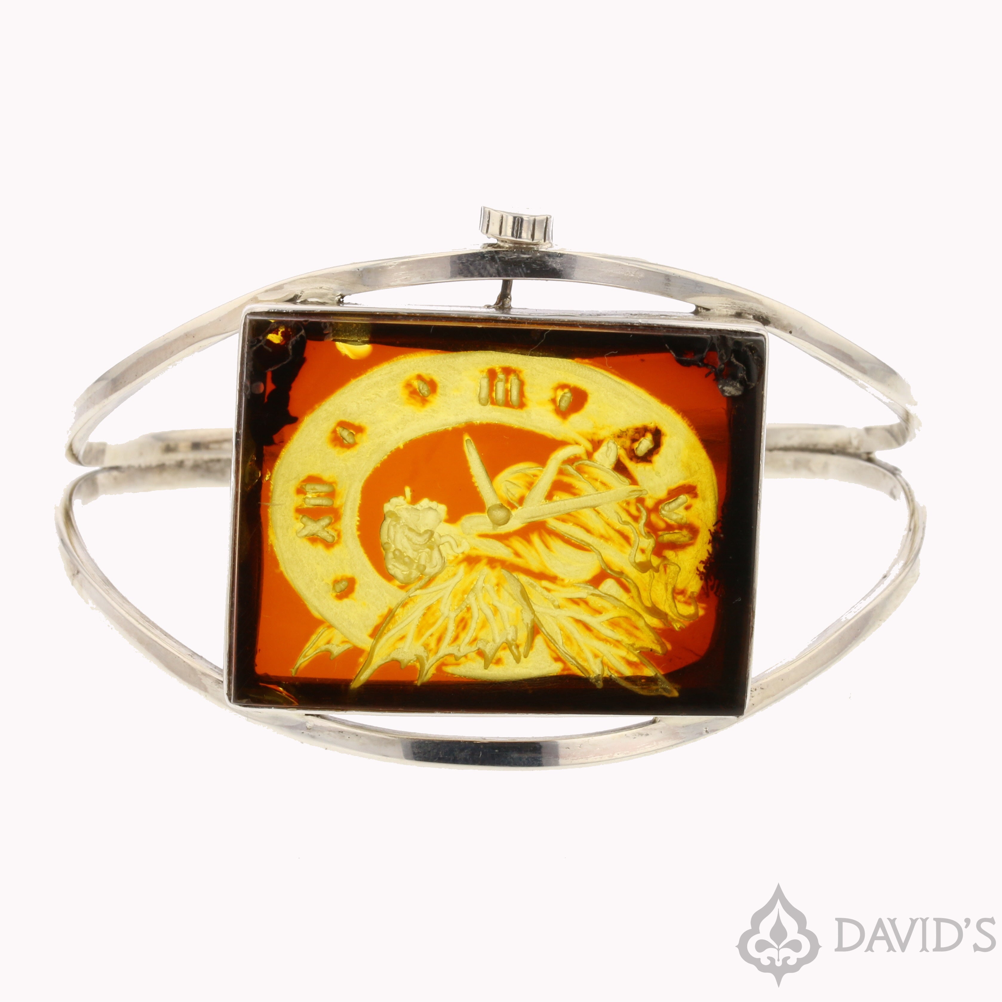 Fairy Carved Amber Cuff - David's Antiques & Jewelry