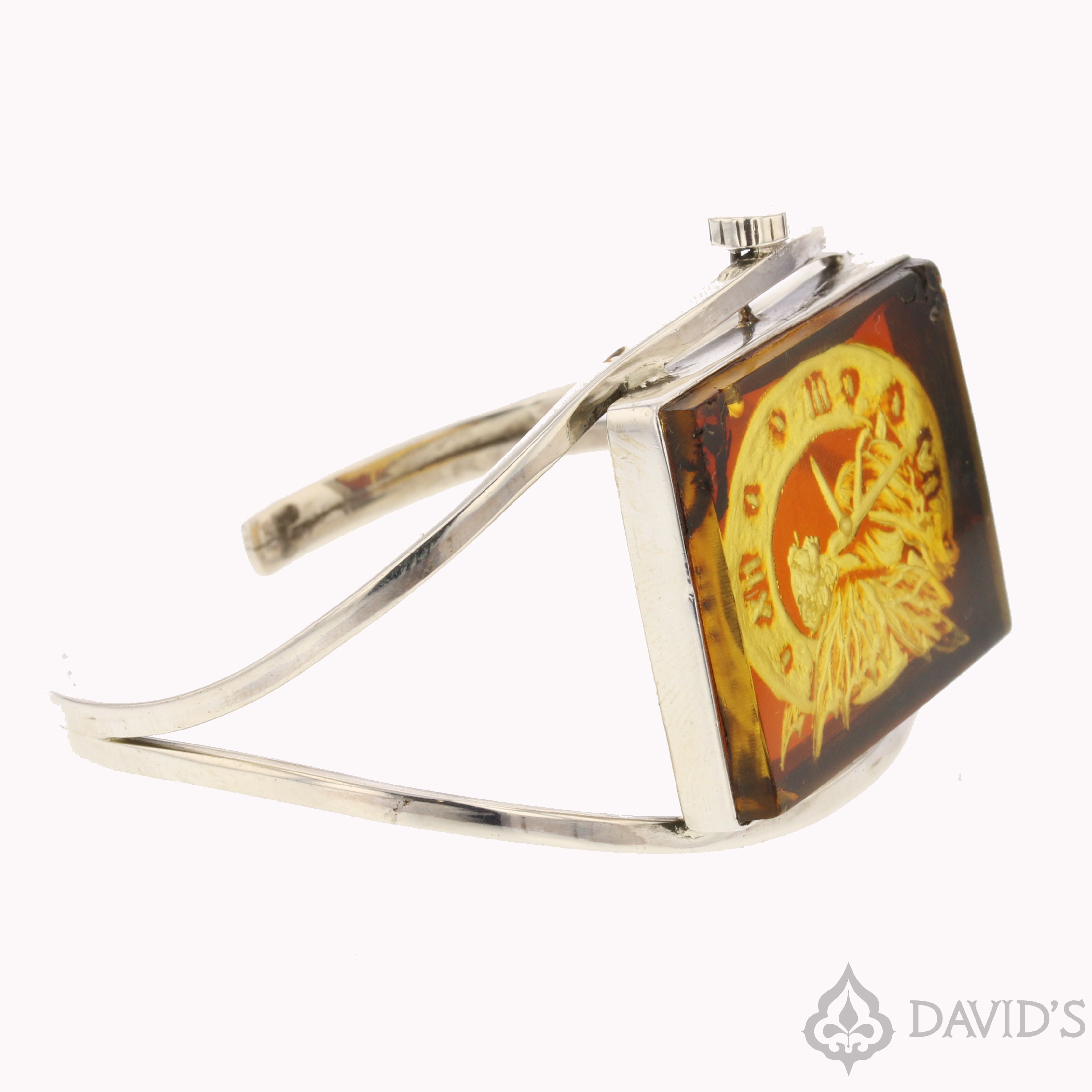 Fairy Carved Amber Cuff - David's Antiques & Jewelry